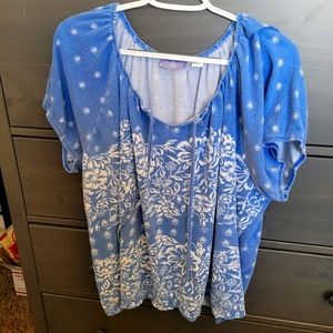 Laura Scott Blue Peasant Blouse